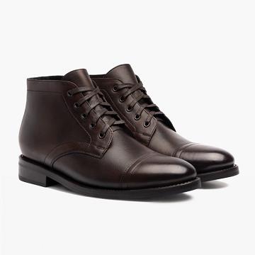 Thursday Boots Cadet Leren Veterlaarzen Heren Zwart Koffie | NL58UZG