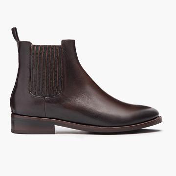 Thursday Boots Dreamer Leren Laarsjes Dames Zwart Koffie | NL232GSO